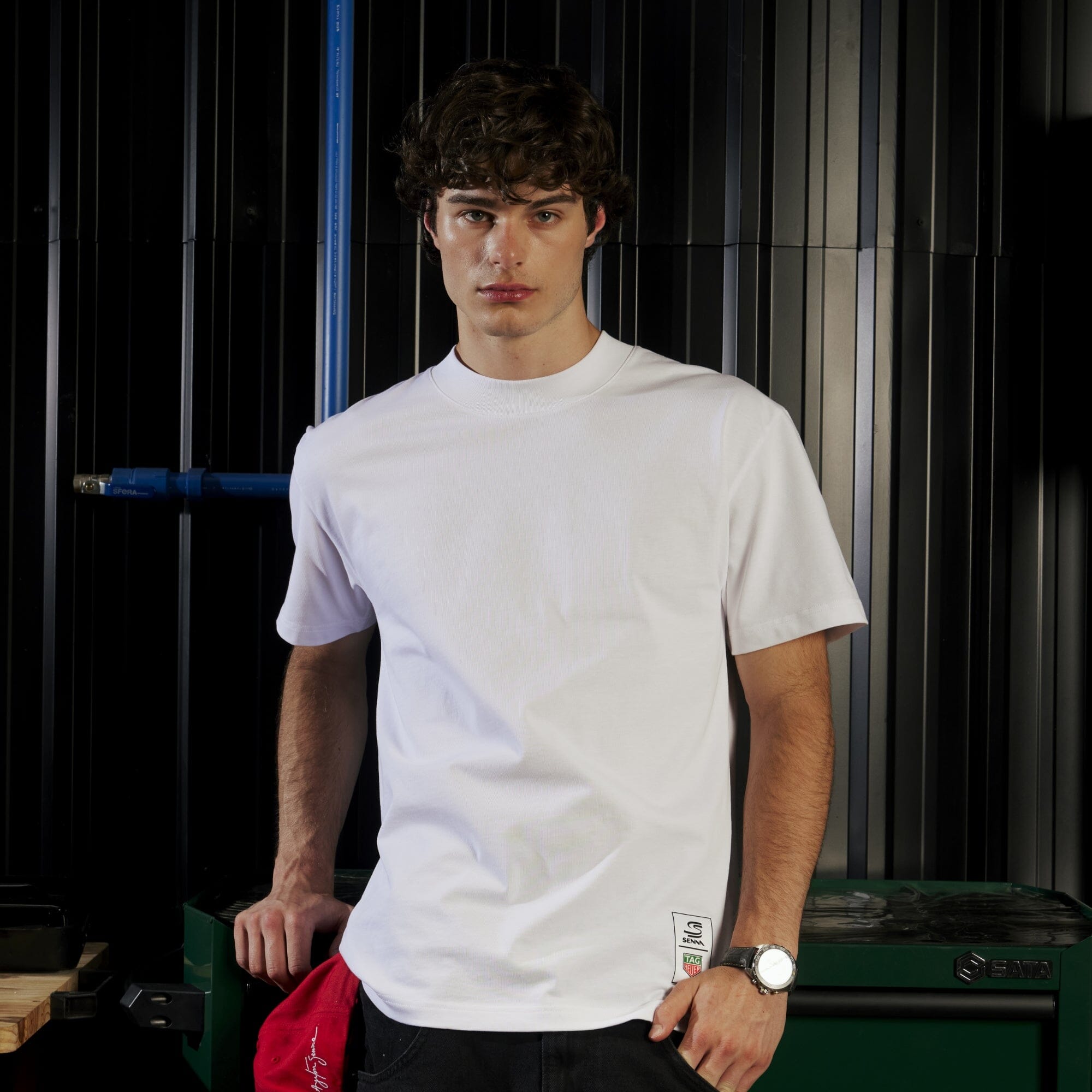 Ayrton Senna F1 x Tag Heuer 88 T-Shirt - White/Black T-shirts Ayrton Senna 