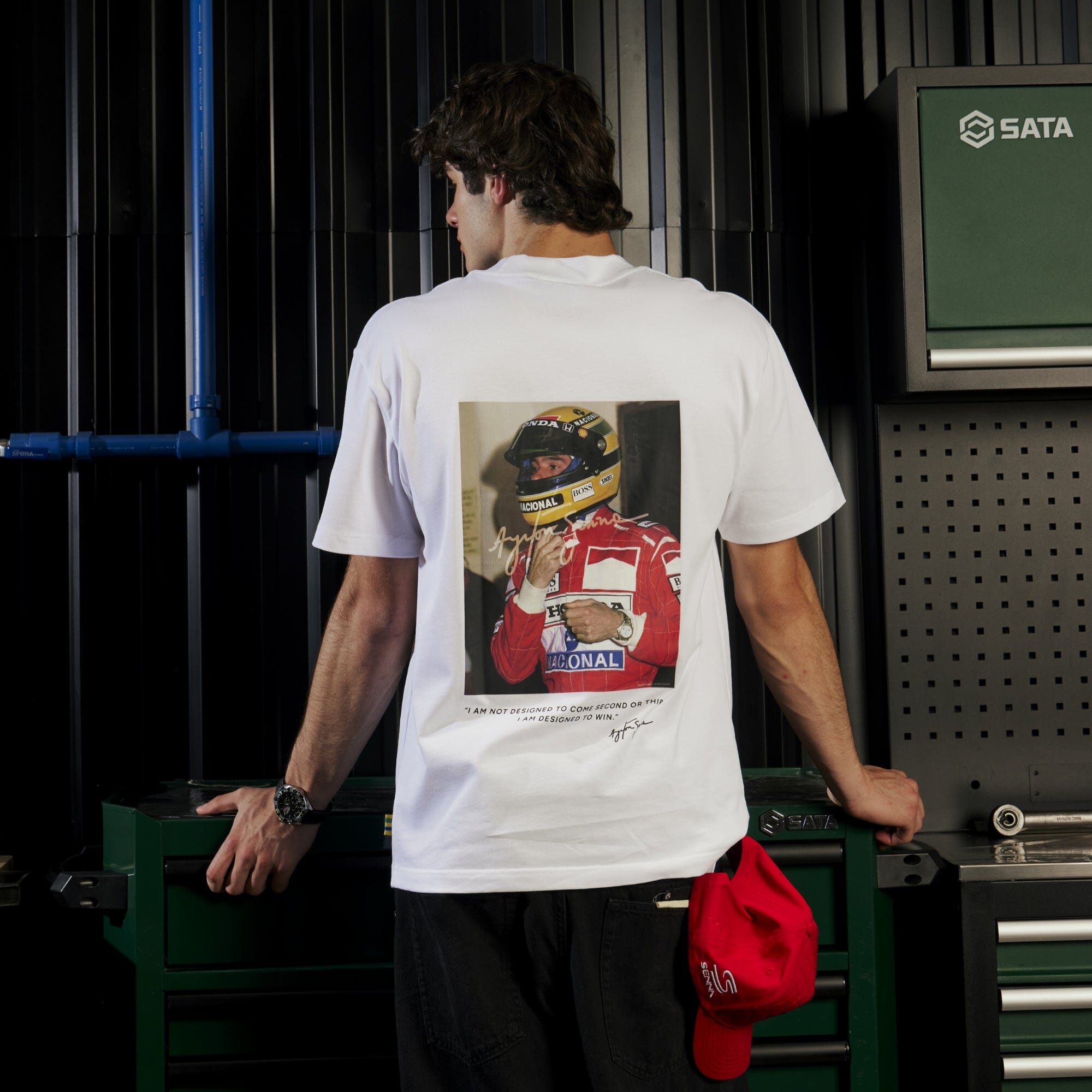 Ayrton Senna F1 x Tag Heuer 88 T-Shirt - White/Black T-shirts Ayrton Senna 