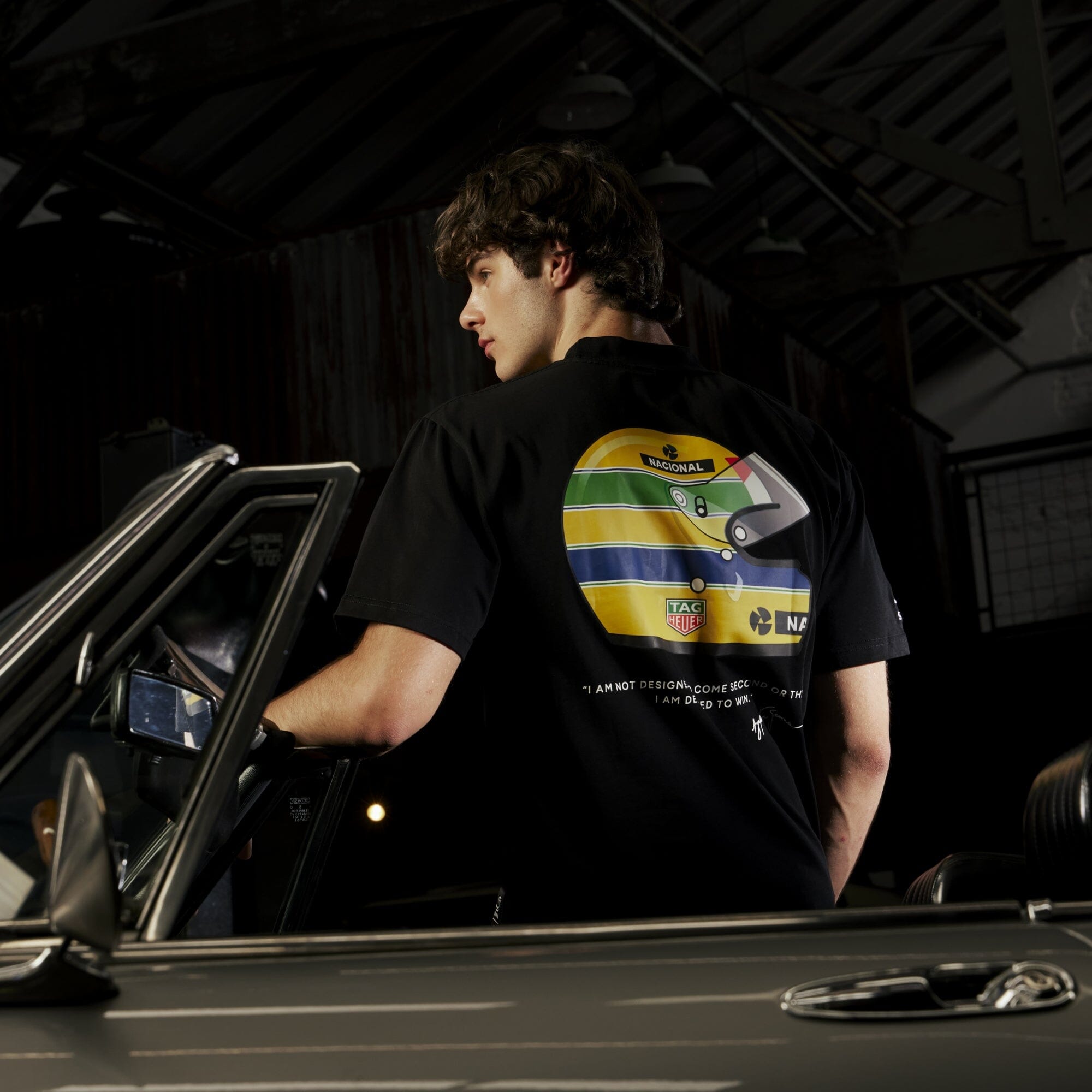 Ayrton Senna F1 x Tag Heuer Badge T-Shirt - White/Black T-shirts Ayrton Senna 