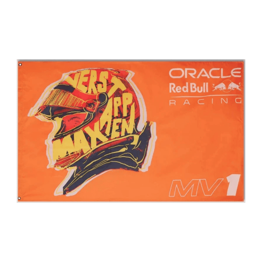 Red Bull Racing F1 Max Verstappen Helmet Flag - Orange Flag Red Bull Racing 