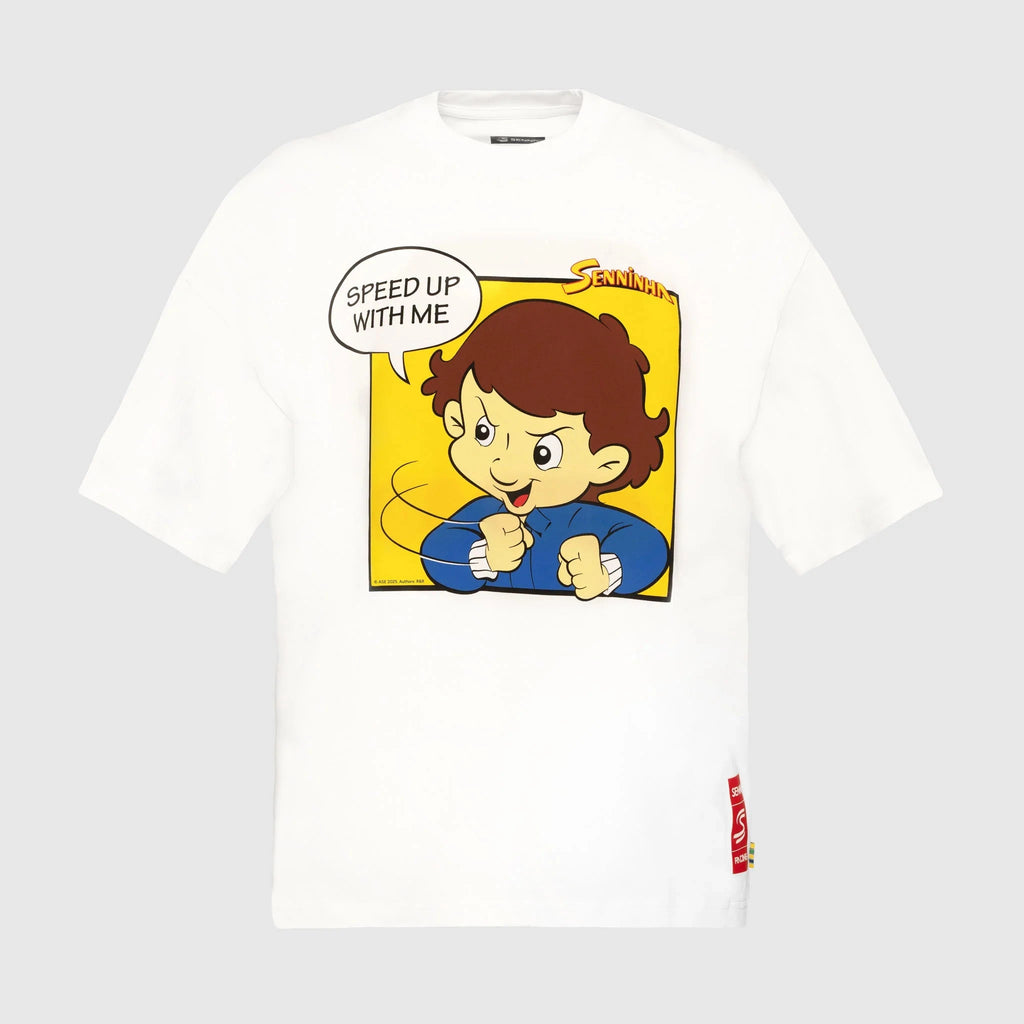 Ayrton Senna F1 Senninha Oversized Cartoon T-Shirt - White T-shirts Ayrton Senna 