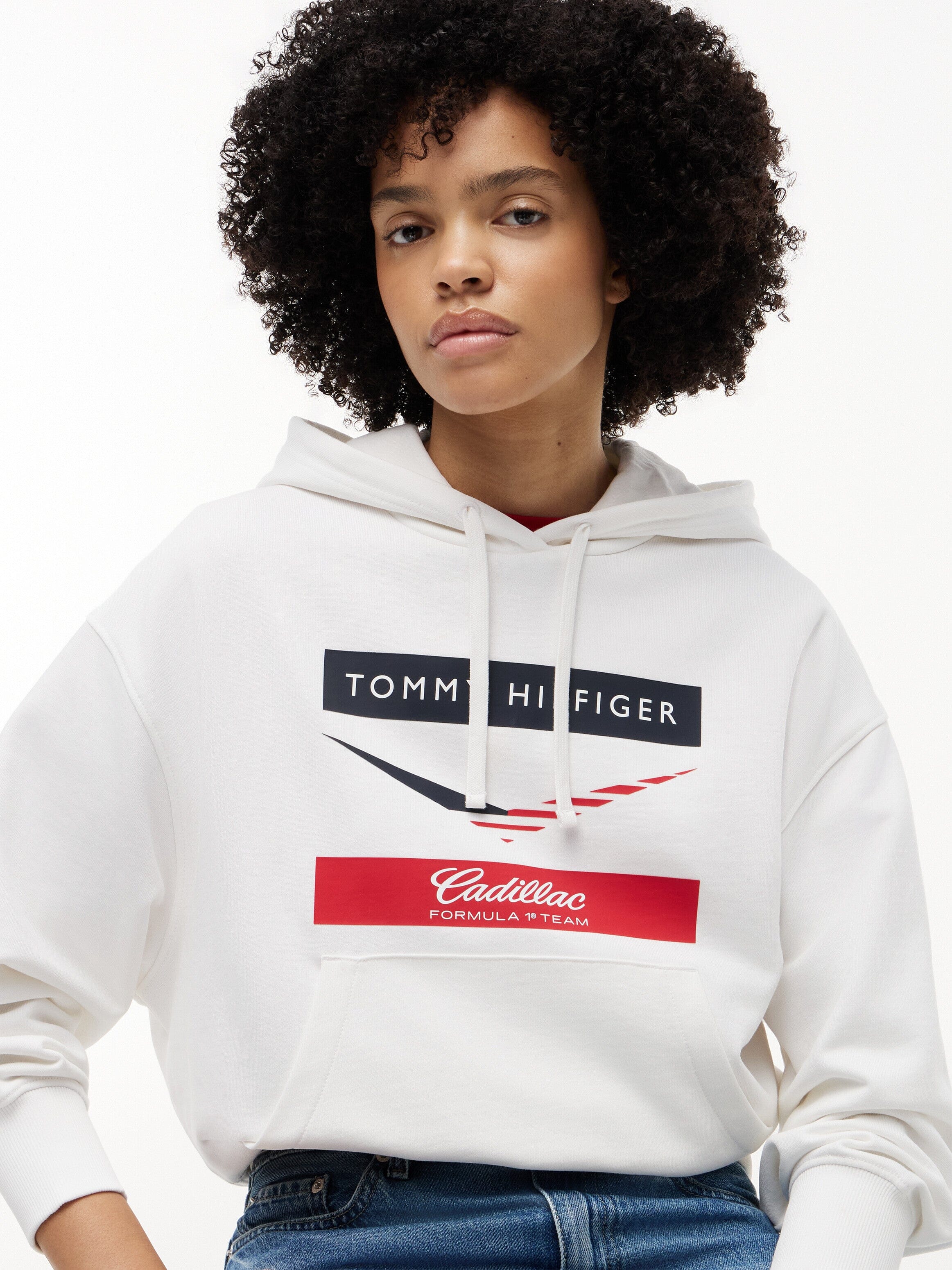 Cadillac F1 Women's Chevron Hoodie - White Hoodies Cadillac F1 
