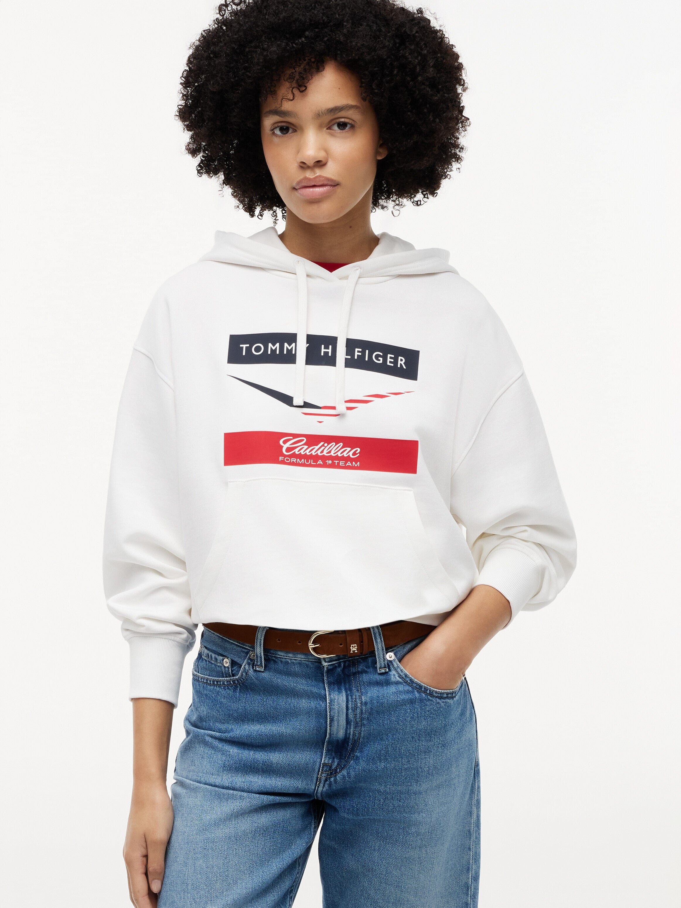 Cadillac F1 Women's Chevron Hoodie - White Hoodies Cadillac F1 