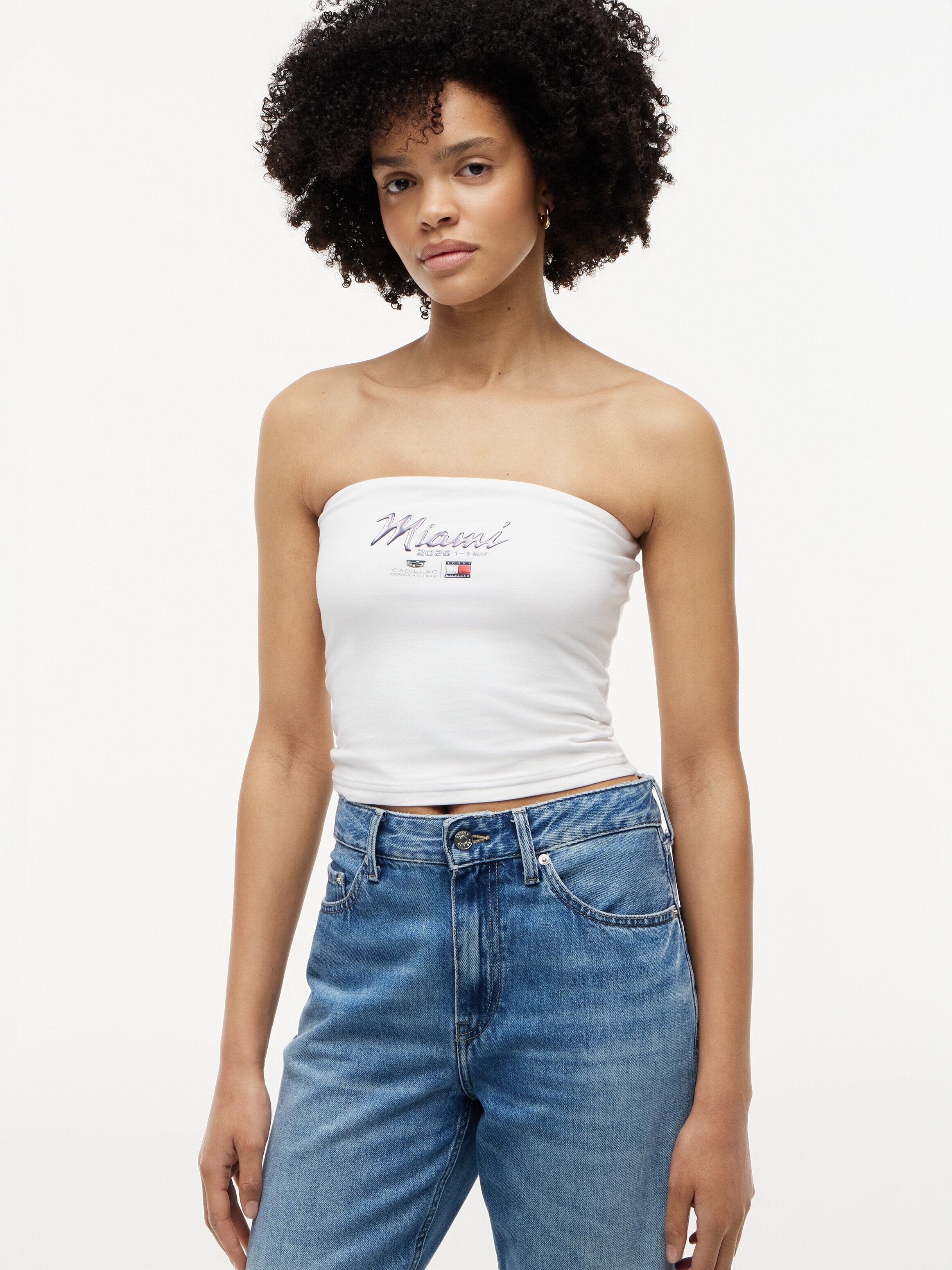 Cadillac F1 Racing Women's Special Edition Miami GP Tube Top - White Tank Tops Cadillac F1 