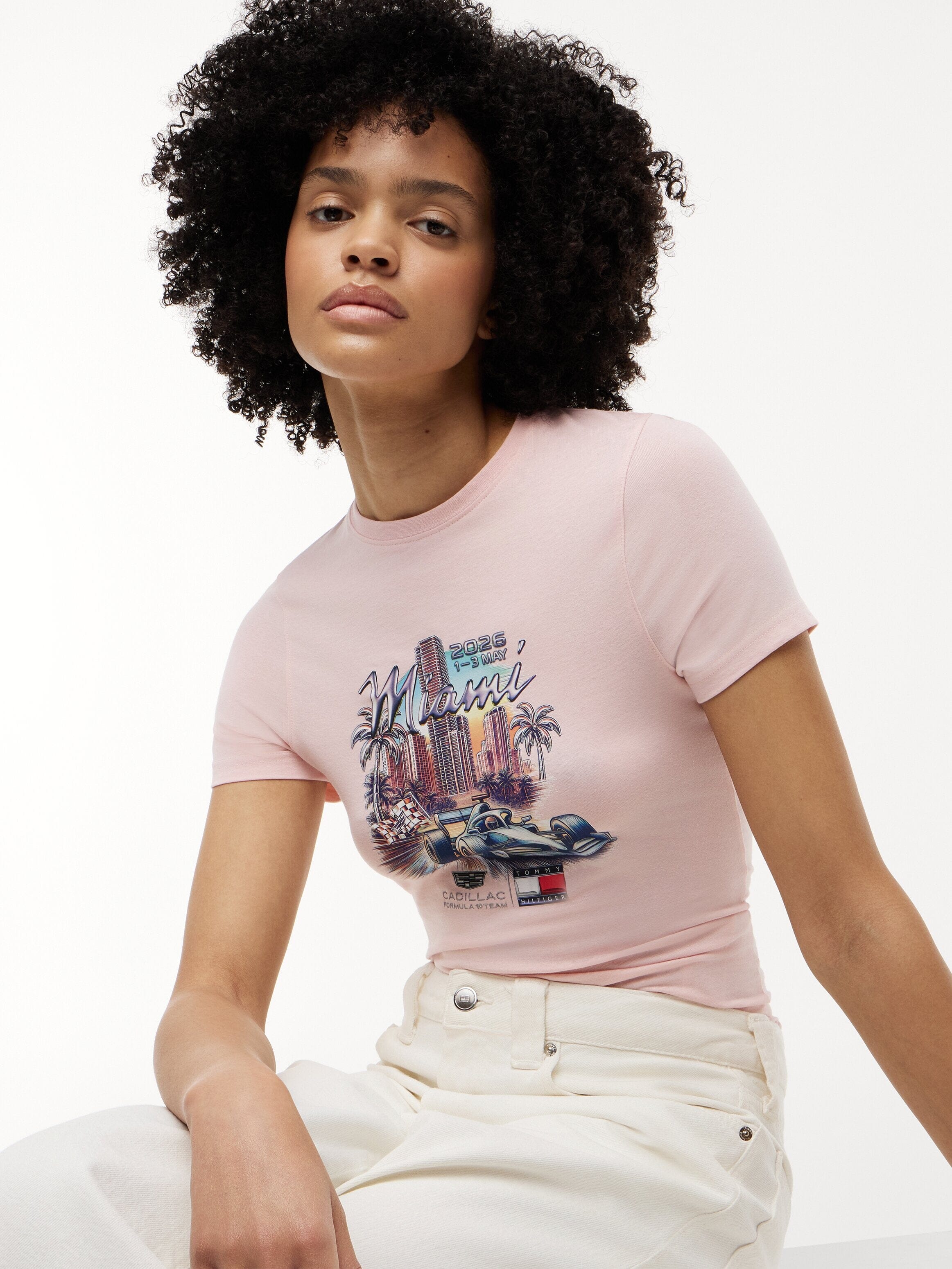 Cadillac F1 Racing Women's Special Edition Miami GP Fitted T-Shirt - Pink T-shirts Cadillac F1 