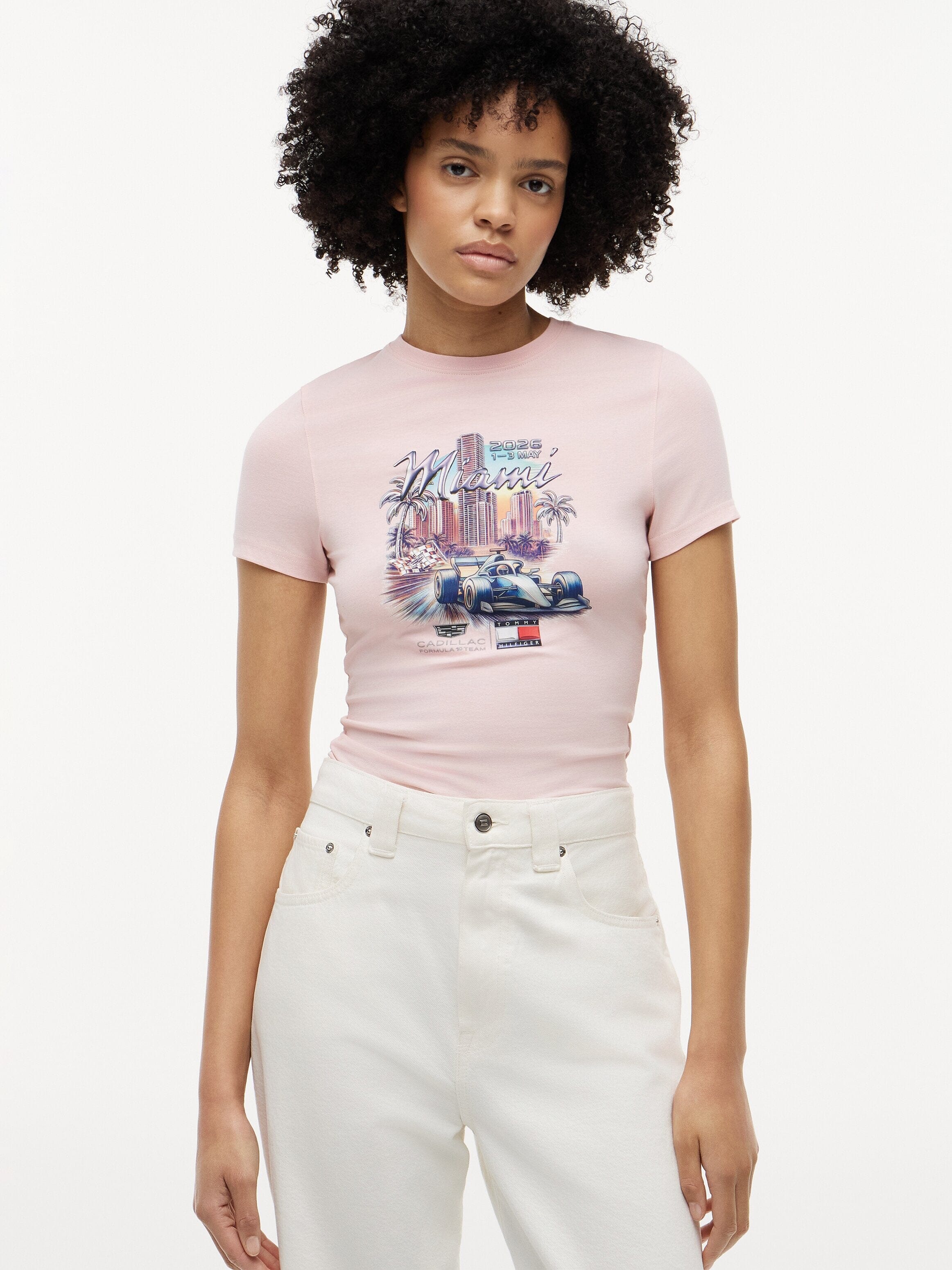 Cadillac F1 Racing Women's Special Edition Miami GP Fitted T-Shirt - Pink T-shirts Cadillac F1 