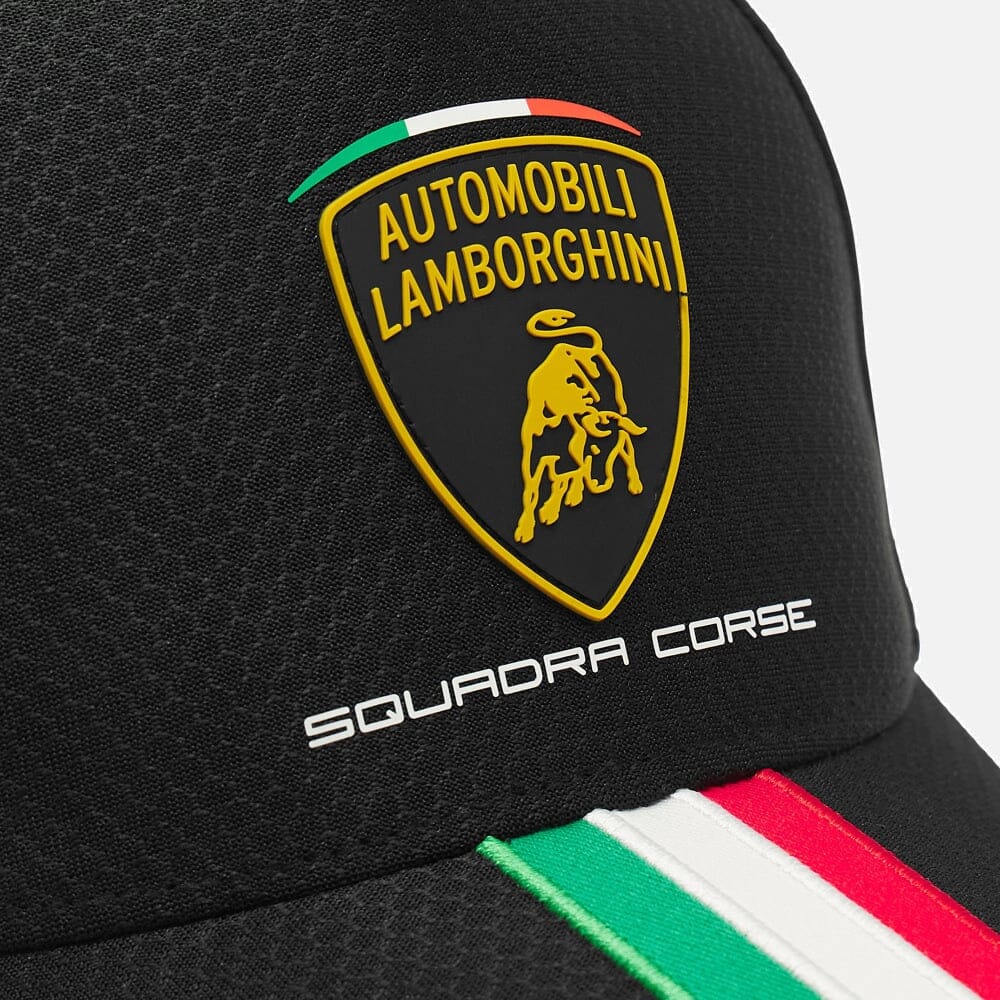 Automobili Lamborghini Squadra Corse Kids Tri-Color Italian Flag Hat - Youth Black Hats Automobili Lamborghini 