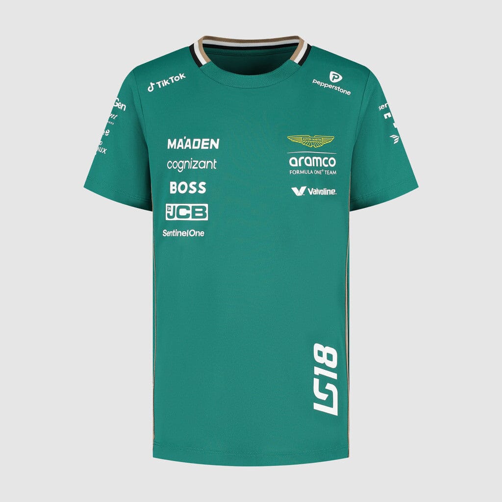 Aston Martin F1 2025 Kids Lance Stroll Team T-Shirt - Youth Green T-shirts Aston Martin F1 