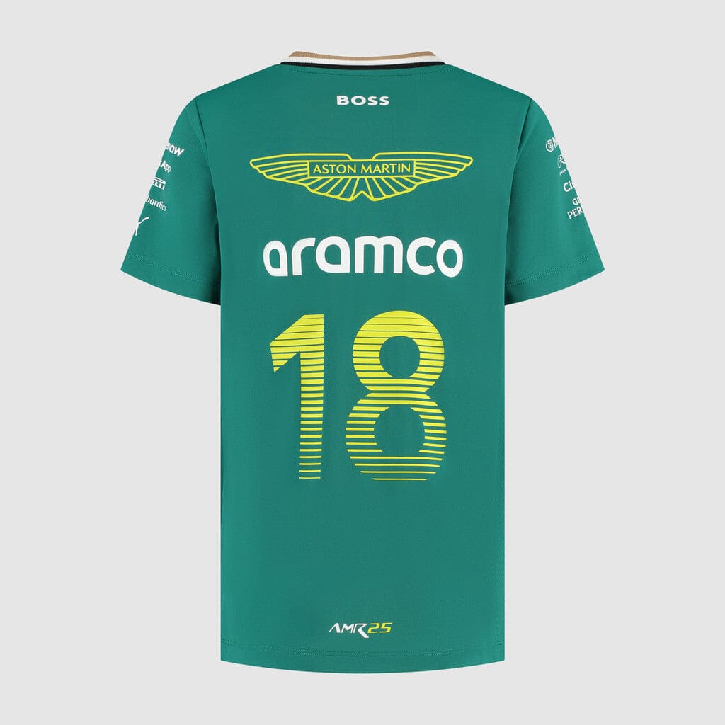 Aston Martin F1 2025 Kids Lance Stroll Team T-Shirt - Youth Green T-shirts Aston Martin F1 