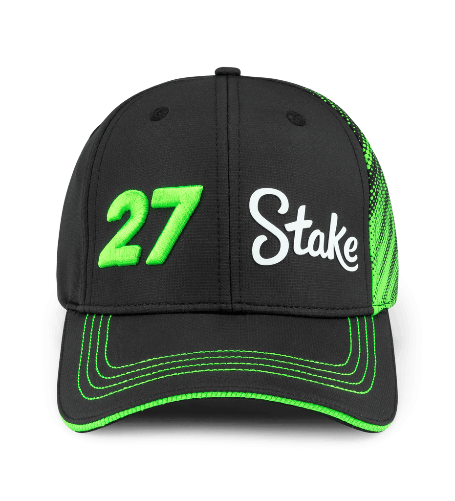 Stake F1 Kick Sauber 2025 Team Nico Hulkenberg Baseball Hat - Black Hats Stake F1 Kick Sauber 