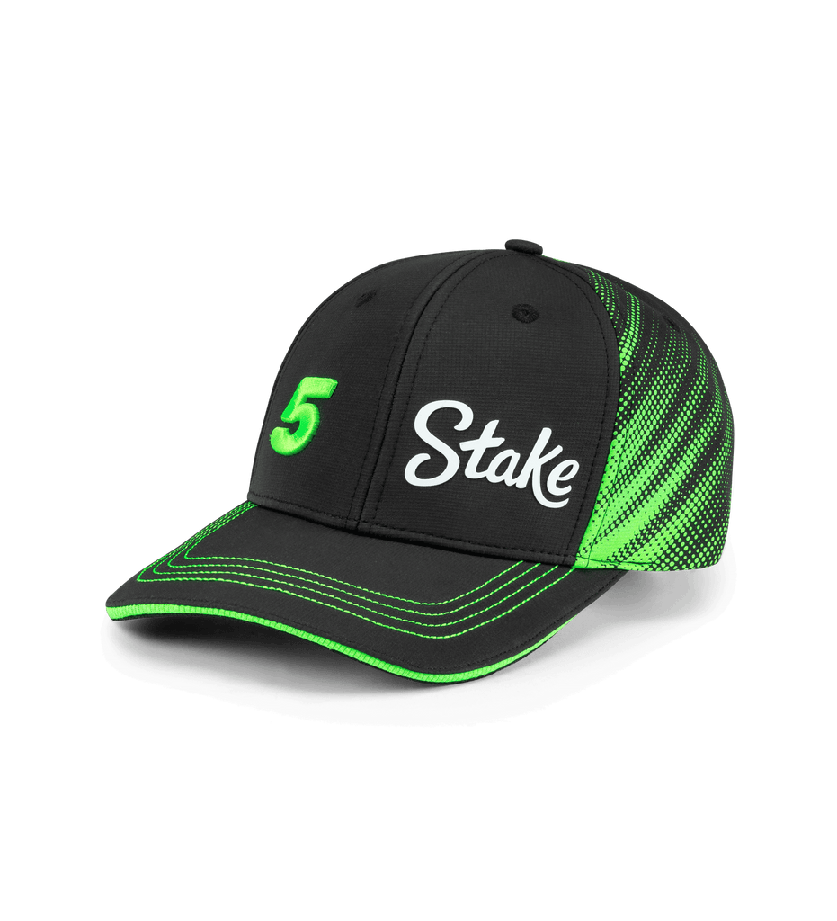 Stake F1 Kick Sauber 2025 Team Gabriel Bortoleto Baseball Hat - Black Hats Stake F1 Kick Sauber 