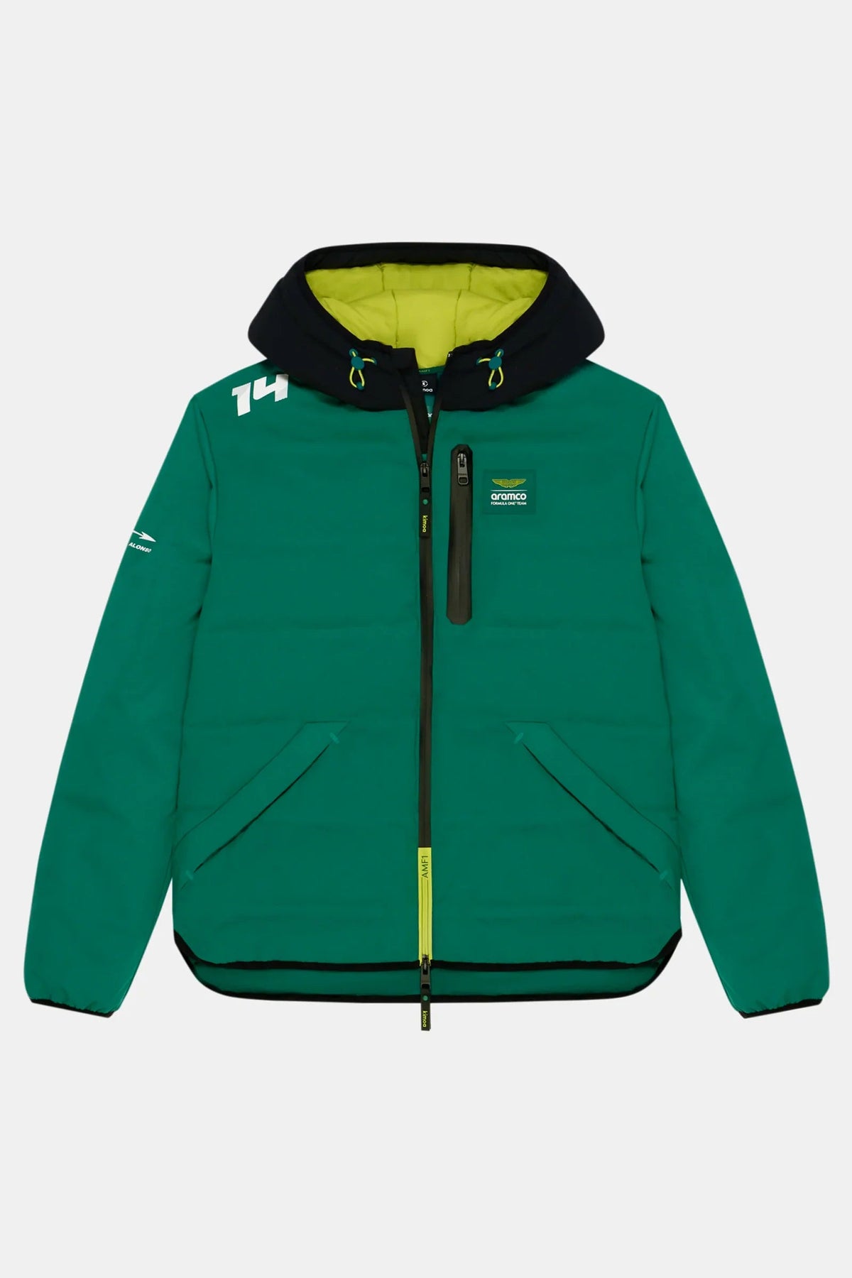 Aston Martin F1 Kimoa Fernando Alonso Padded Puffy Jacket - Green Jackets Aston Martin F1 
