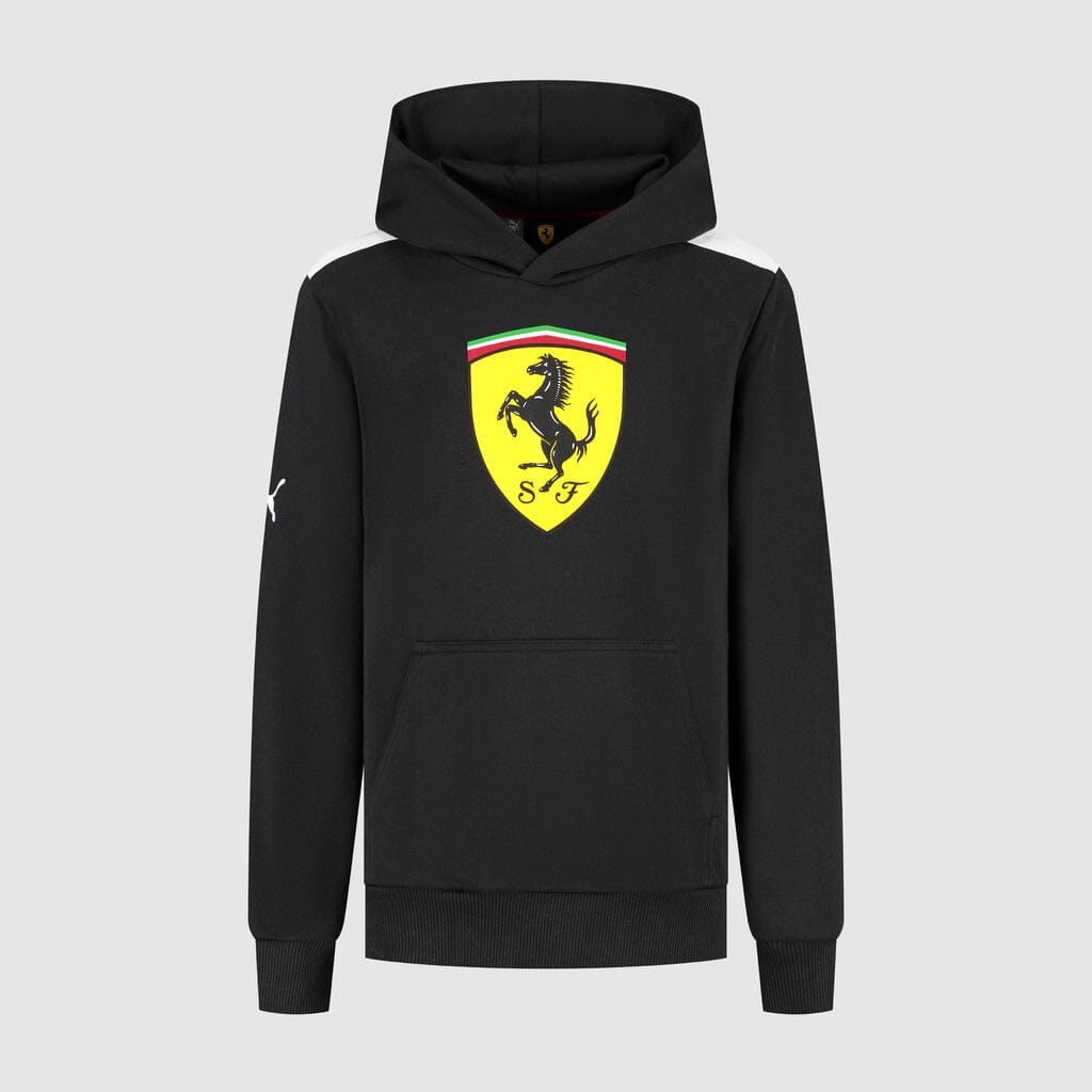Scuderia Ferrari F1 Kids Large Shield Hoodie - Youth Dark Cherry/Puma Black Hoodies Scuderia Ferrari 3-4 Years Black 