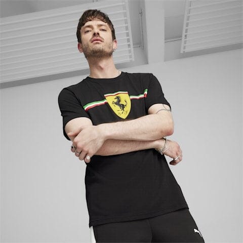 Scuderia Ferrari F1 Men's Puma Big Shield Heritage T-Shirt -Black/White T-shirts Scuderia Ferrari 