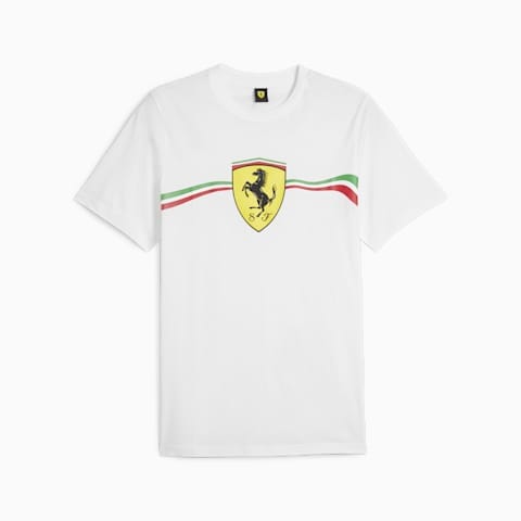 Scuderia Ferrari F1 Men's Puma Big Shield Heritage T-Shirt -Black/White T-shirts Scuderia Ferrari XS White 
