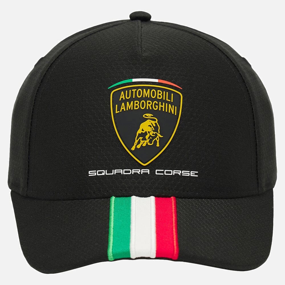 Automobili Lamborghini Squadra Corse Kids Tri-Color Italian Flag Hat - Youth Black Hats Automobili Lamborghini 