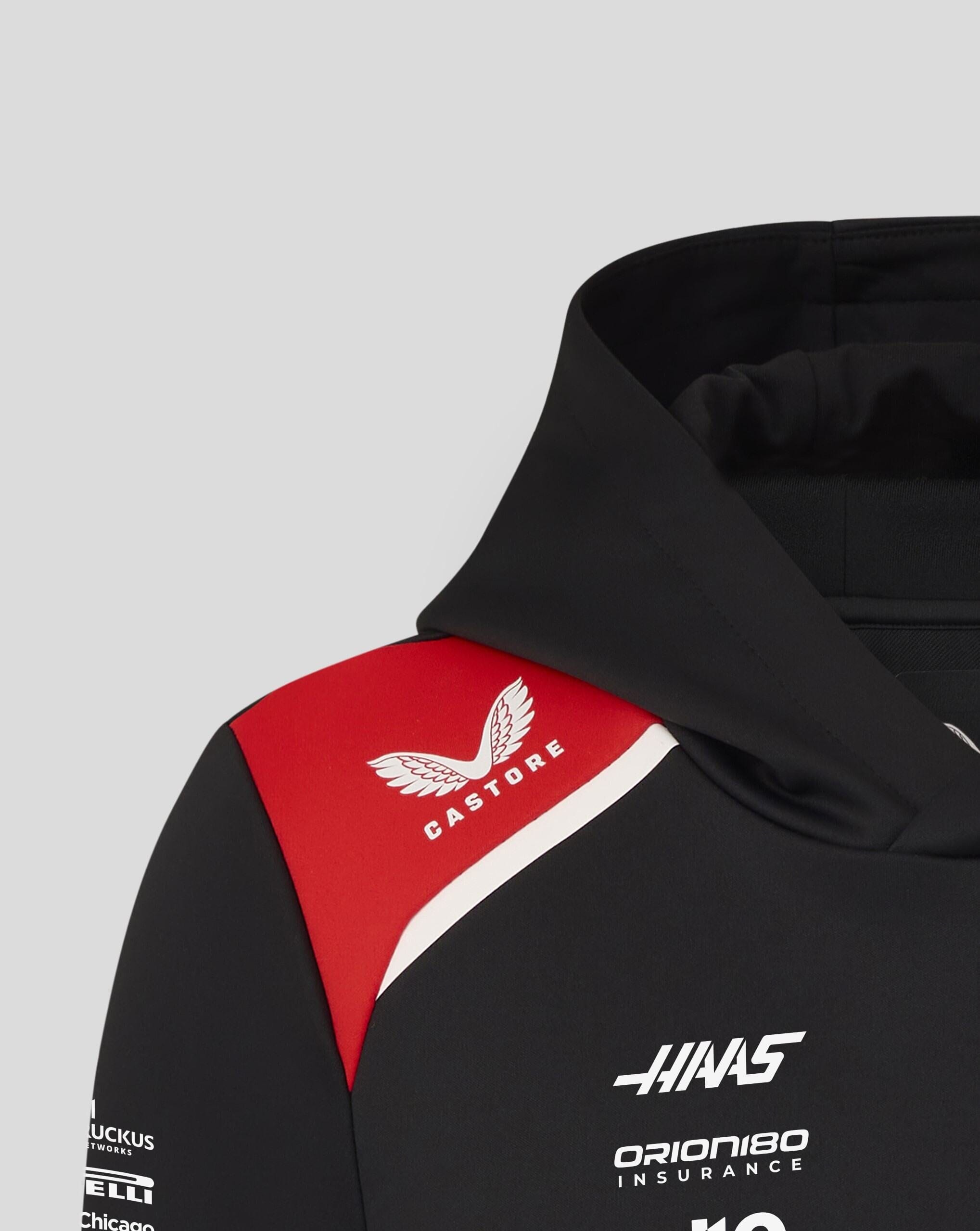 Haas Racing F1 2026 Kids Team Pullover Hoodie - Youth Black Hoodies Haas F1 Racing Team 
