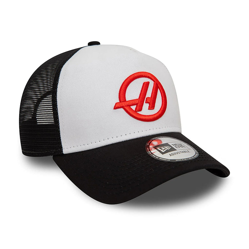 Haas Racing F1 New Era E-Frame Trucker Baseball Hat - Black Hats Haas F1 Racing Team 