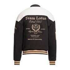 Ayrton Senna F1 x Team Lotus Oversized Varsity Jacket - Black Jackets Ayrton Senna 