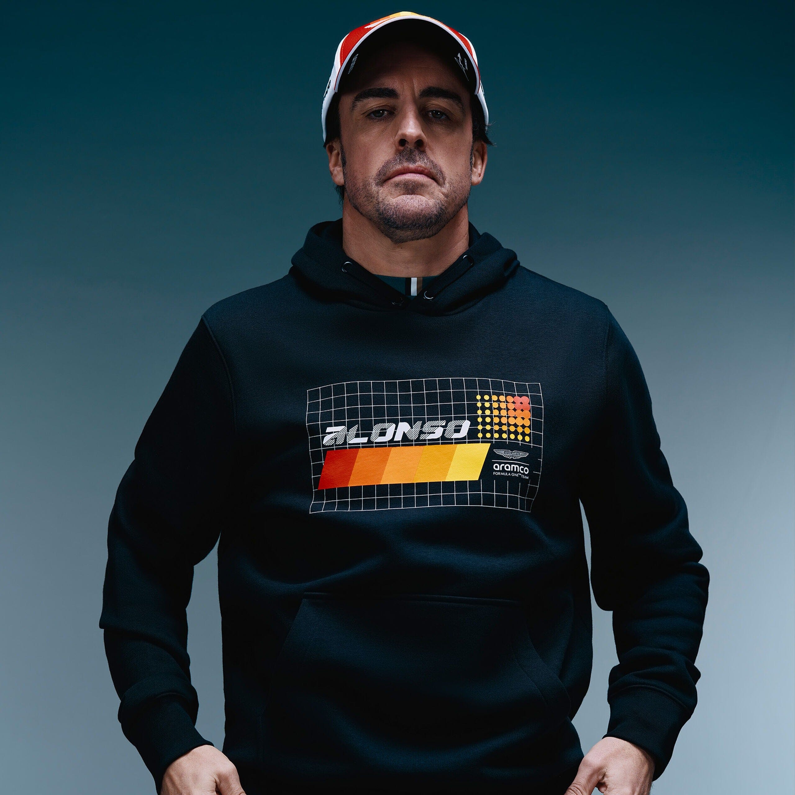 Aston Martin F1 Limited Edition Fernando Alonso Spain GP Graphic Hoodie - True Black Hoodies Aston Martin F1 
