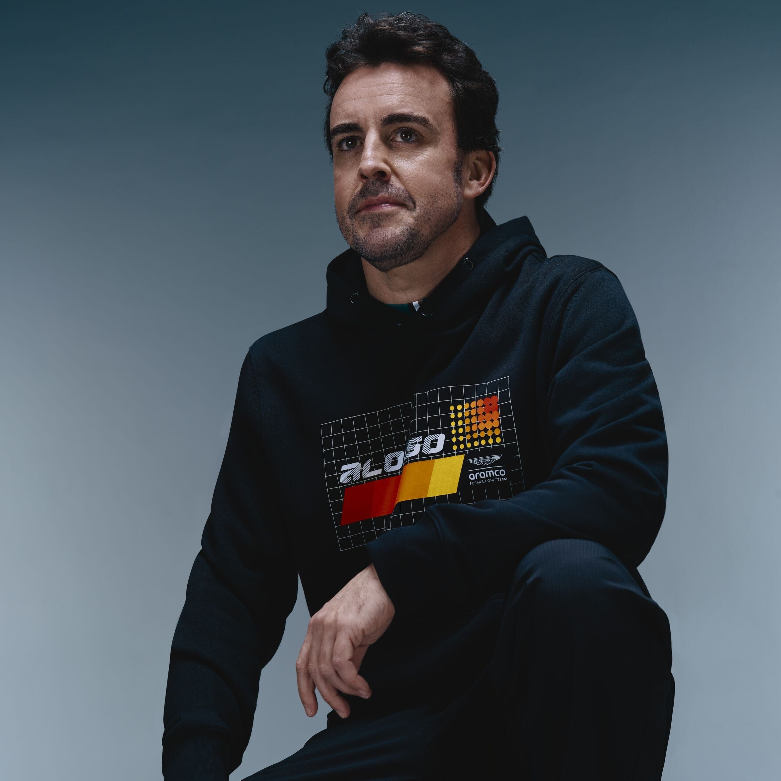 Aston Martin F1 Limited Edition Fernando Alonso Spain GP Graphic Hoodie - True Black Hoodies Aston Martin F1 