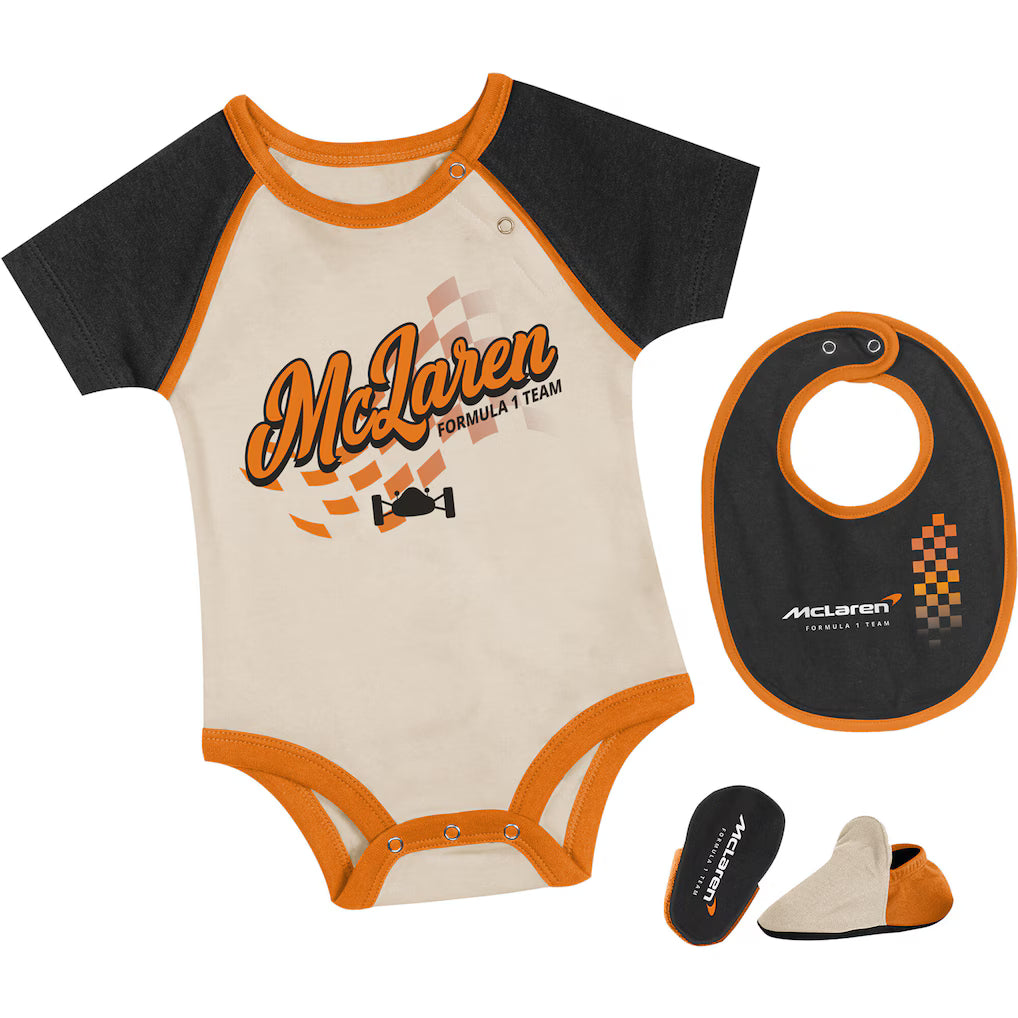 McLaren F1 x Outerstuff Infant Finish Line Bib and Bootie Set - New Born Onesie McLaren-Castore 
