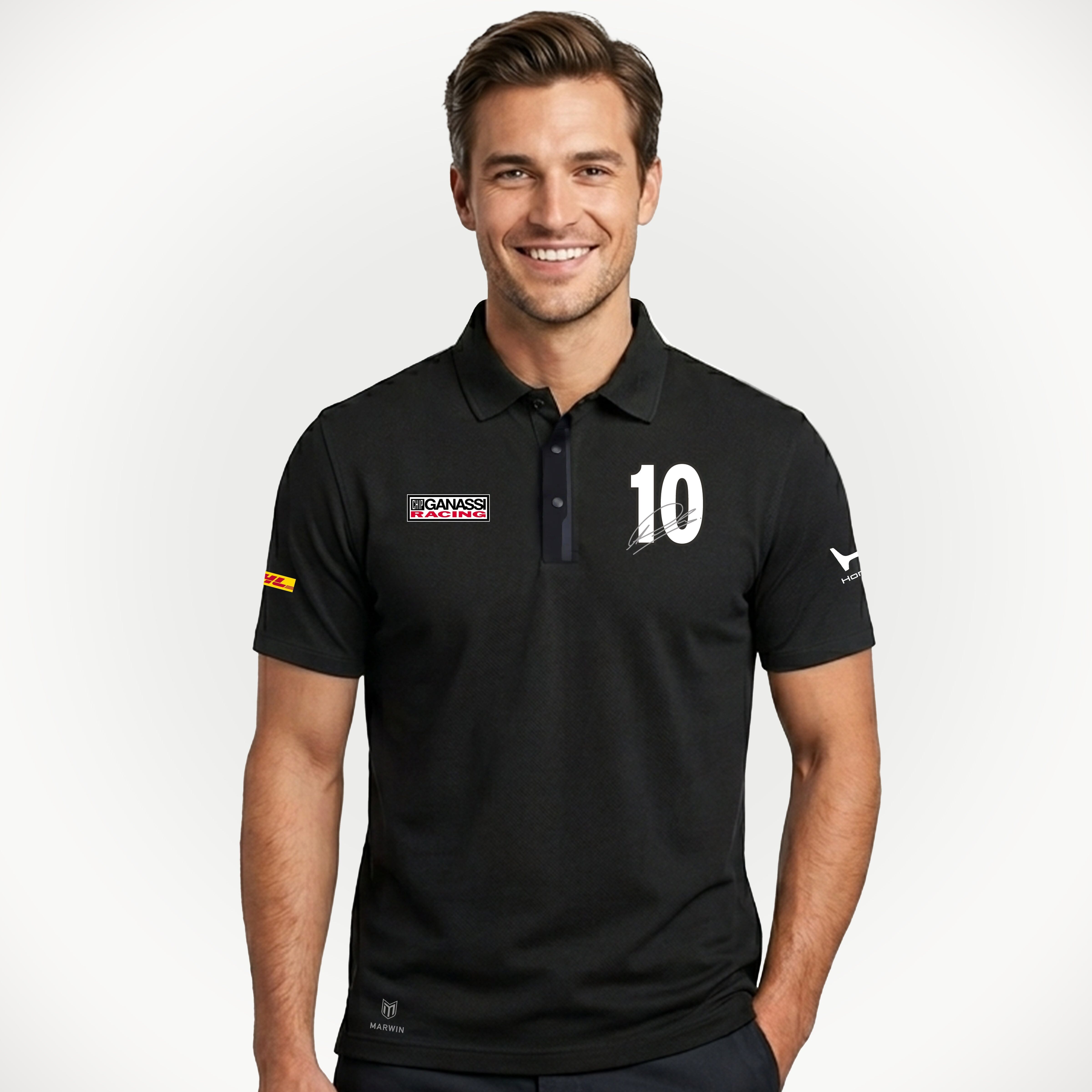 Chip Ganassi Racing Indy Men's Alex Palou Timeless Polo Shirt - Black Polos Chip Ganassi Racing 