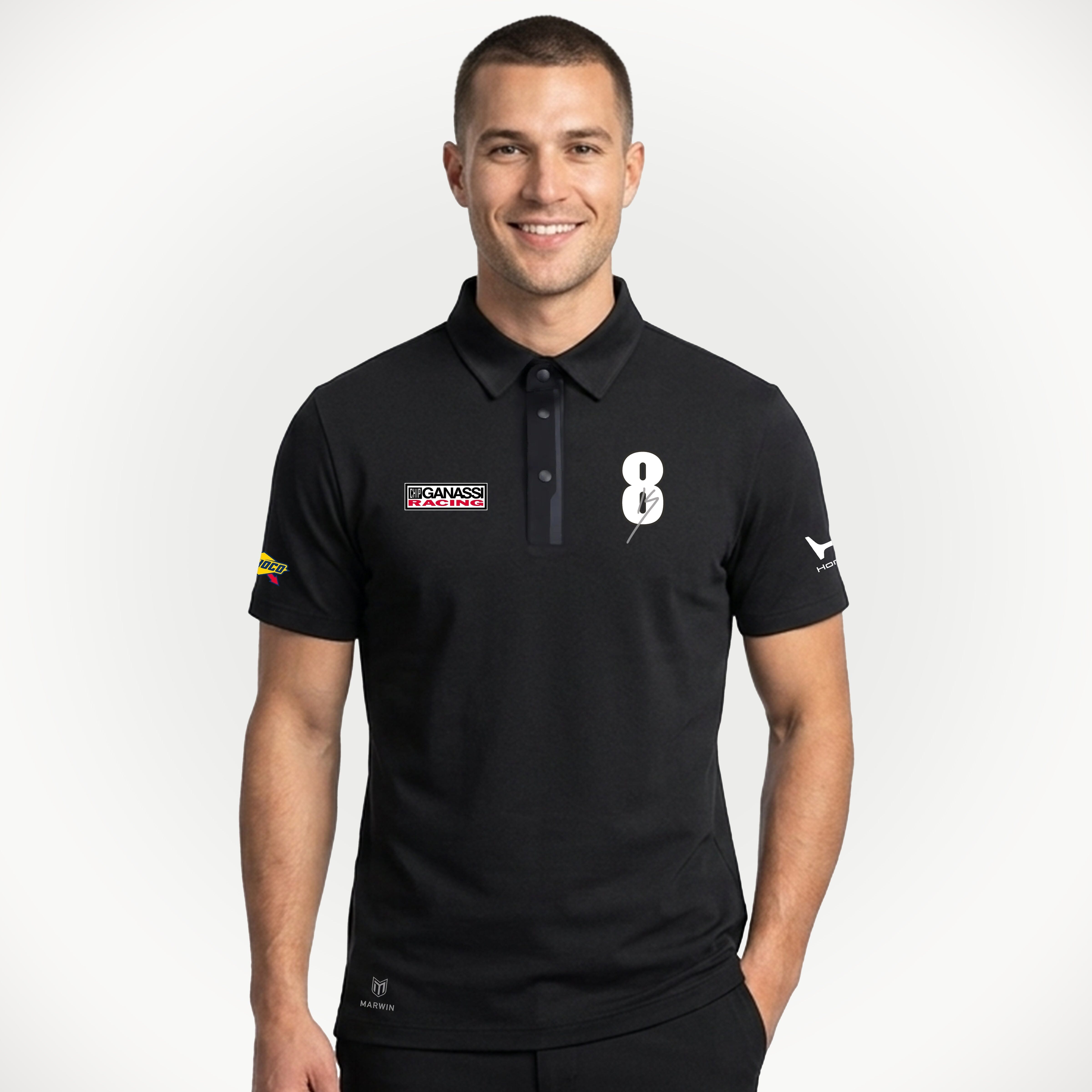 Chip Ganassi Racing Indy Men's Kyffin Simpson Timeless Polo Shirt - Black Polos Chip Ganassi Racing 