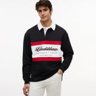 Cadillac F1 Racing Script Rugby Long Sleeve Polo Shirt - Black Polos Cadillac F1 