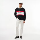 Cadillac F1 Racing Script Rugby Long Sleeve Polo Shirt - Black Polos Cadillac F1 