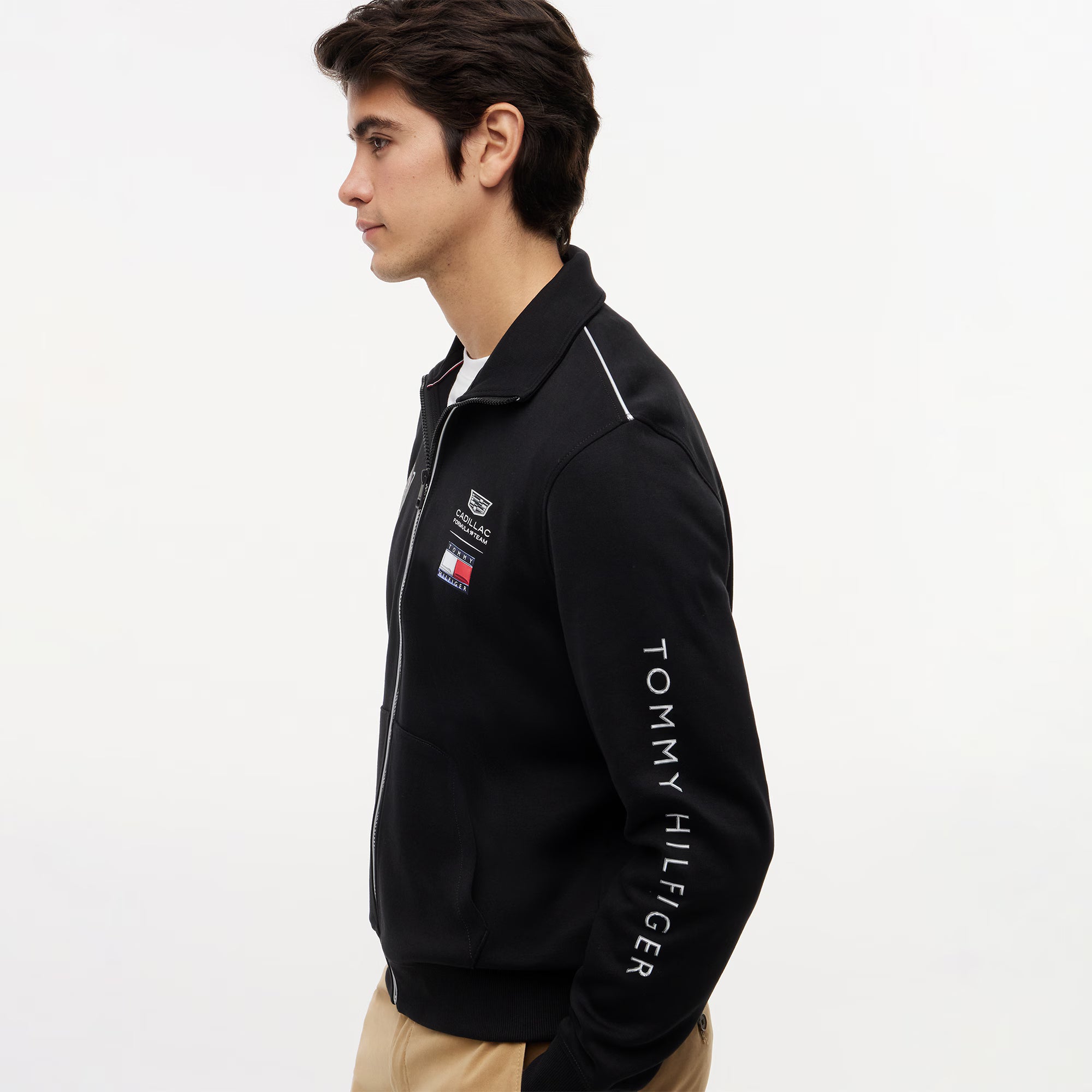 Cadillac F1 Racing Script Fill Zip Track Jacket - Black Jackets Cadillac F1 
