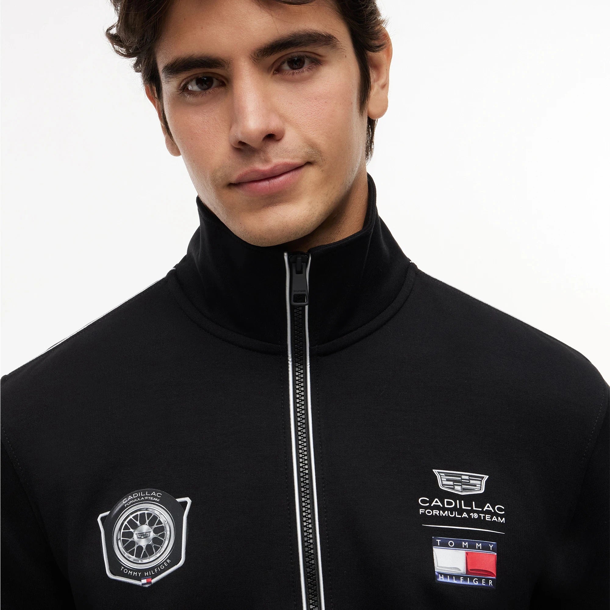 Cadillac F1 Racing Script Fill Zip Track Jacket - Black Jackets Cadillac F1 
