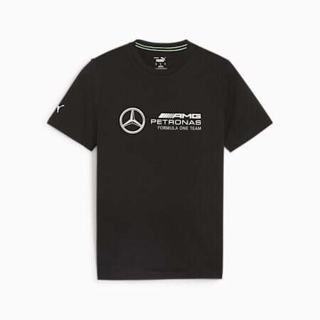 Mercedes Benz AMG Petronas F1 Puma Men's Large Logo T-Shirt - Black/Silver/Green T-shirts Mercedes AMG Petronas S Black 