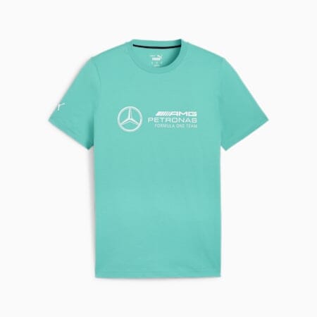 Mercedes Benz AMG Petronas F1 Puma Men's Large Logo T-Shirt - Black/Silver/Green T-shirts Mercedes AMG Petronas S Green 