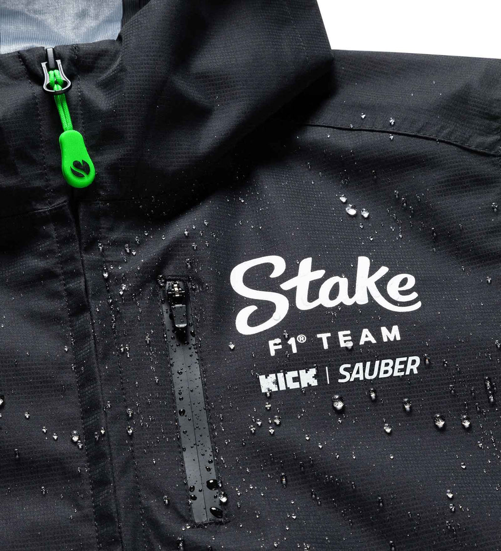 Stake F1 Kick Sauber 2024 Men's Team Rain Jacket - Black Jackets Stake F1 Kick Sauber 