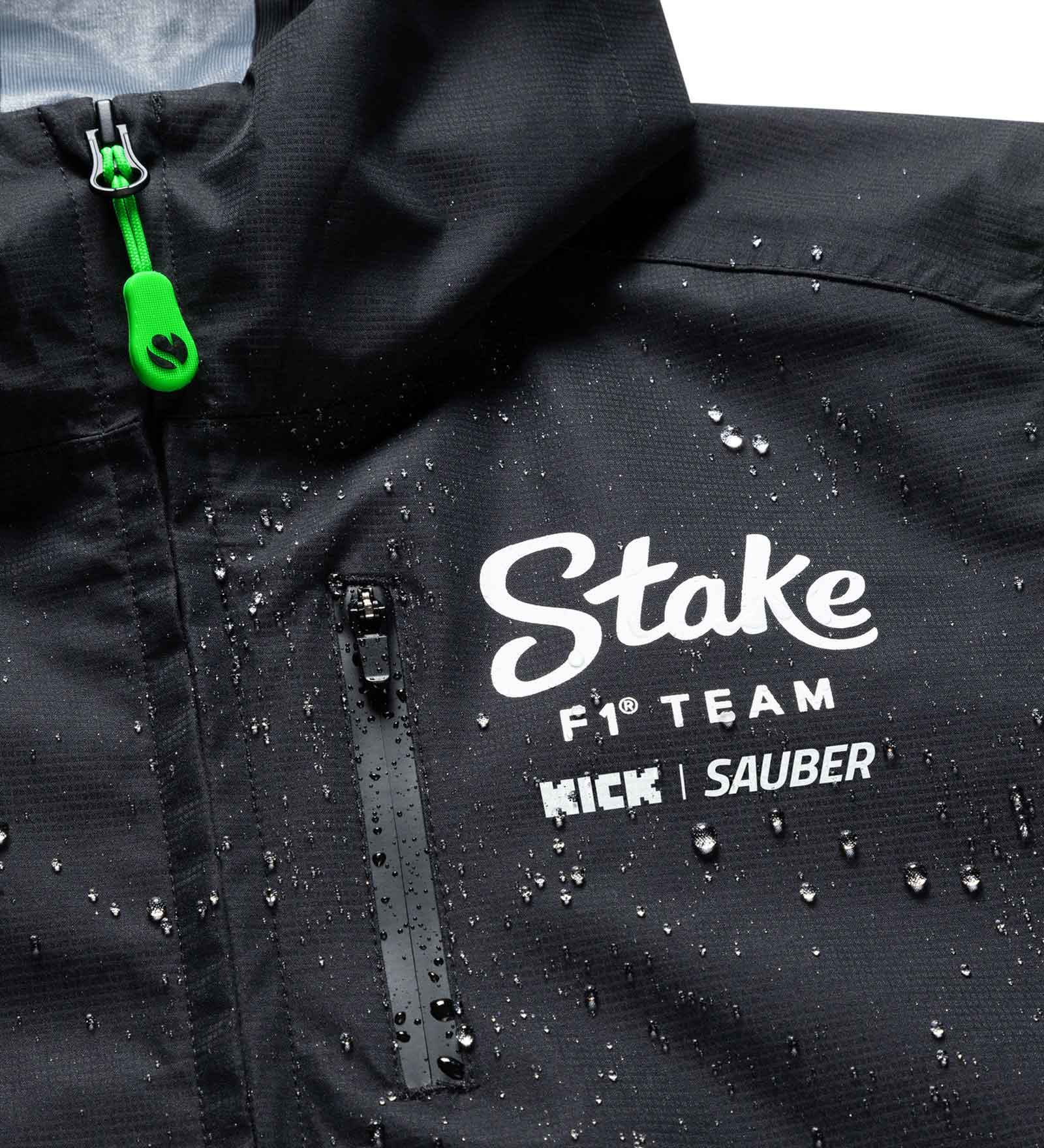 Stake F1 Kick Sauber 2024 Men's Team Rain Jacket - Black Jackets Stake F1 Kick Sauber 