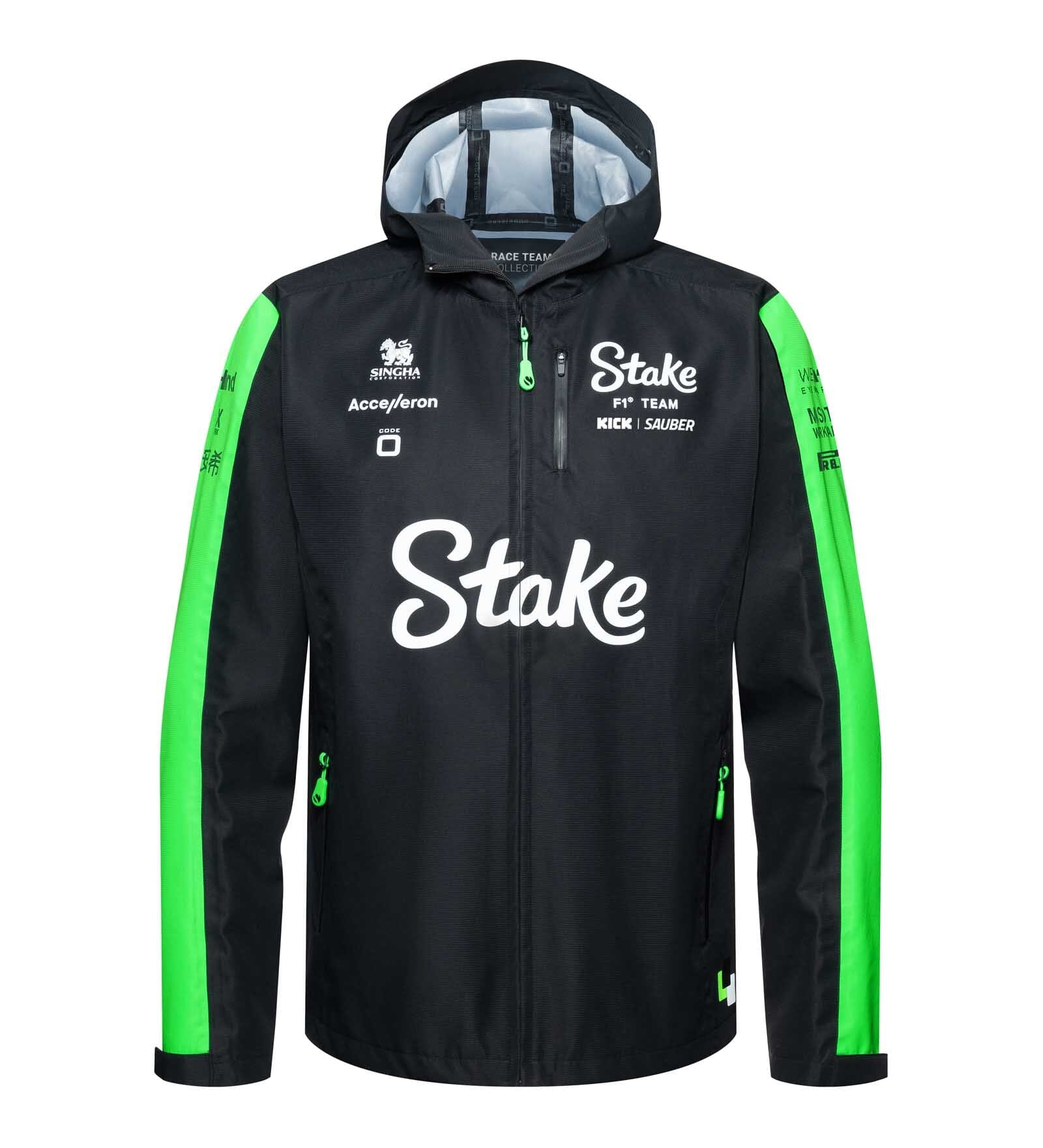 Stake F1 Kick Sauber 2024 Men's Team Rain Jacket - Black Jackets Stake F1 Kick Sauber 