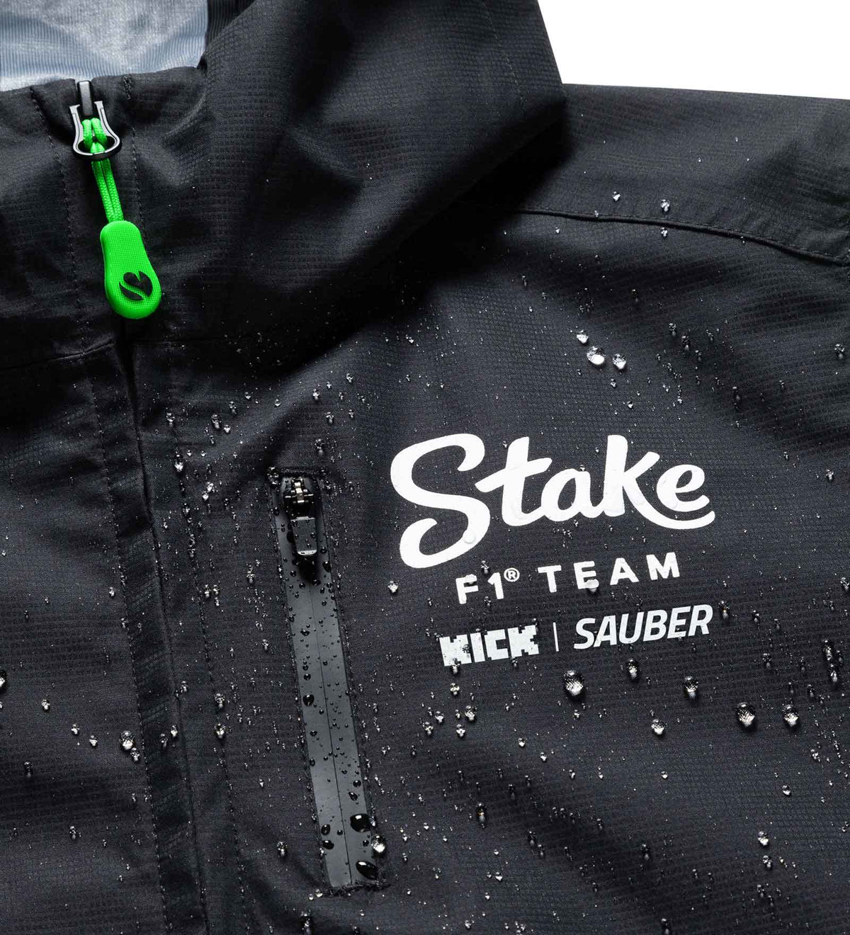 Stake F1 Kick Sauber 2024 Women's Team Rain Jacket - Black Jackets Stake F1 Kick Sauber 