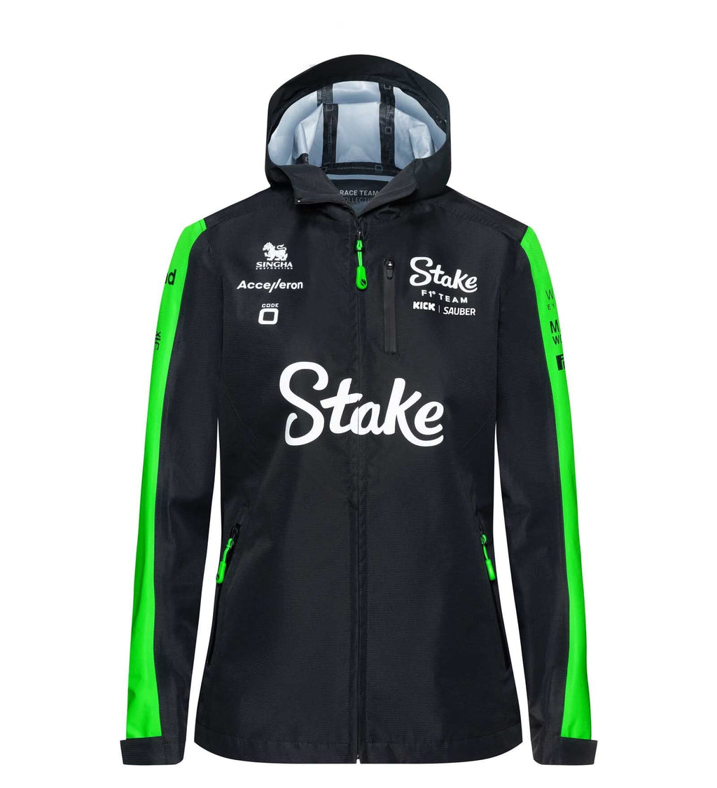 Stake F1 Kick Sauber 2024 Women's Team Rain Jacket - Black Jackets Stake F1 Kick Sauber 