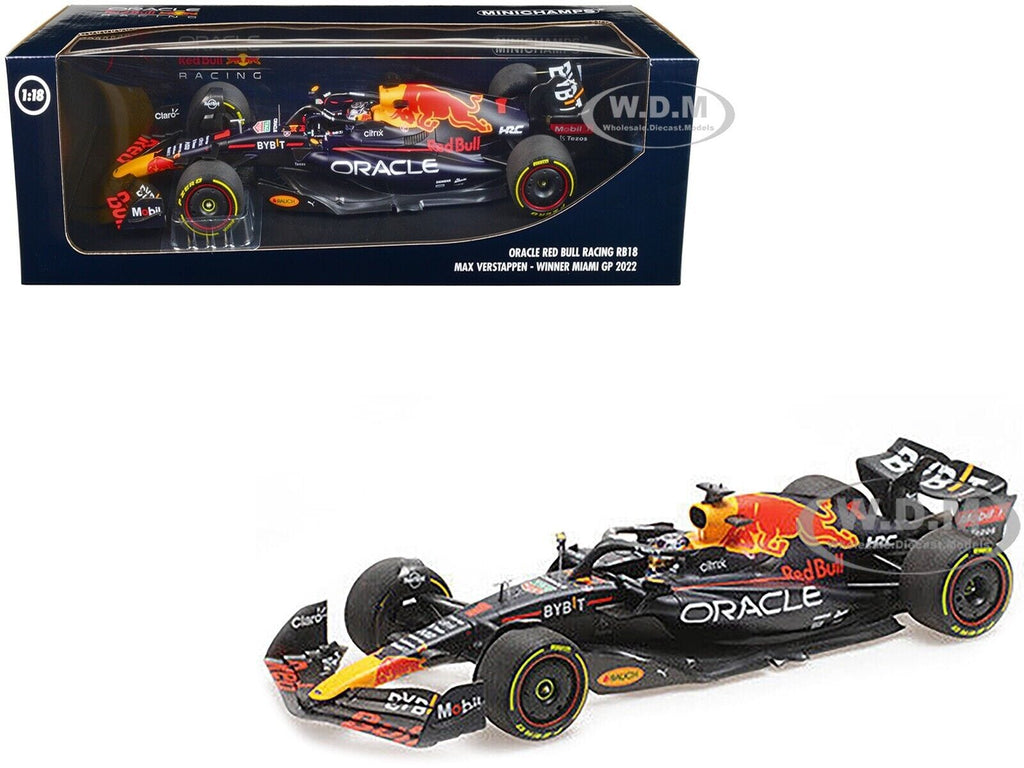 Red Bull Racing F1 Max Verstappen RB18 Miami GP Winner 1:18Model Car- Minichamps Model Cars Red Bull Racing 