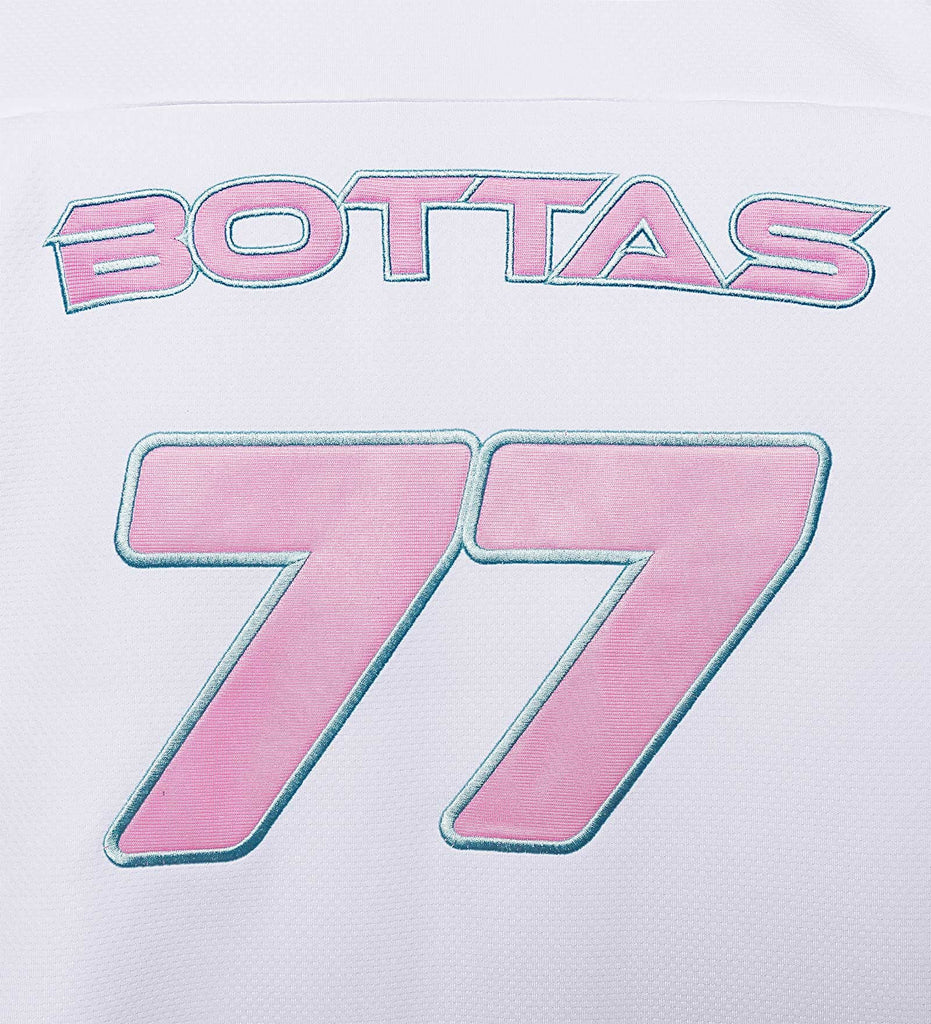 Stake F1 Kick Sauber Men's Special Edition Miami GP Flamingo White Baseball Jersey - Bottas/Zhou T-shirts Stake F1 Kick Sauber 