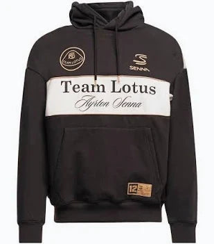 Ayrton Senna F1 X Team Lotus Oversized Pullover Hoodie - Black Hoodies Ayrton Senna 