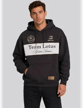Ayrton Senna F1 X Team Lotus Oversized Pullover Hoodie - Black Hoodies Ayrton Senna 