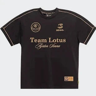 Ayrton Senna F1 X Team Lotus Oversized Badge T-Shirt - Black T-shirts Ayrton Senna 