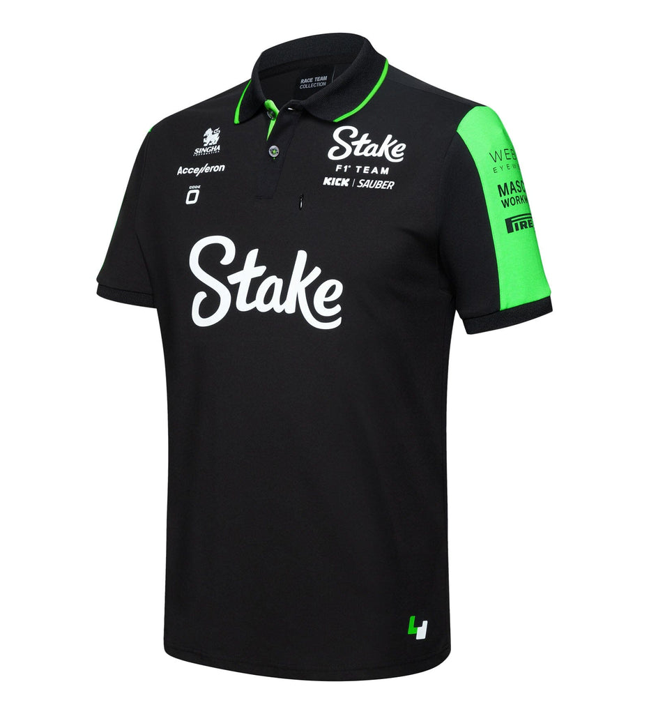 Stake F1 Kick Sauber 2024 Men's Team Polo Shirt - Black Polos Stake F1 Kick Sauber 
