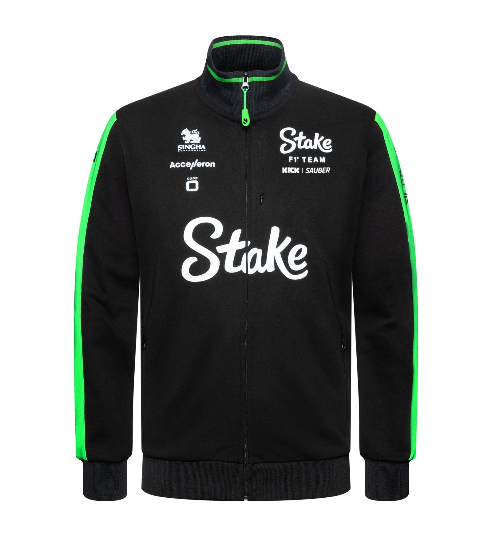 Stake F1 Kick Sauber 2024 Men's Team Full Zip Sweat Jacket - Black Jackets Stake F1 Kick Sauber 