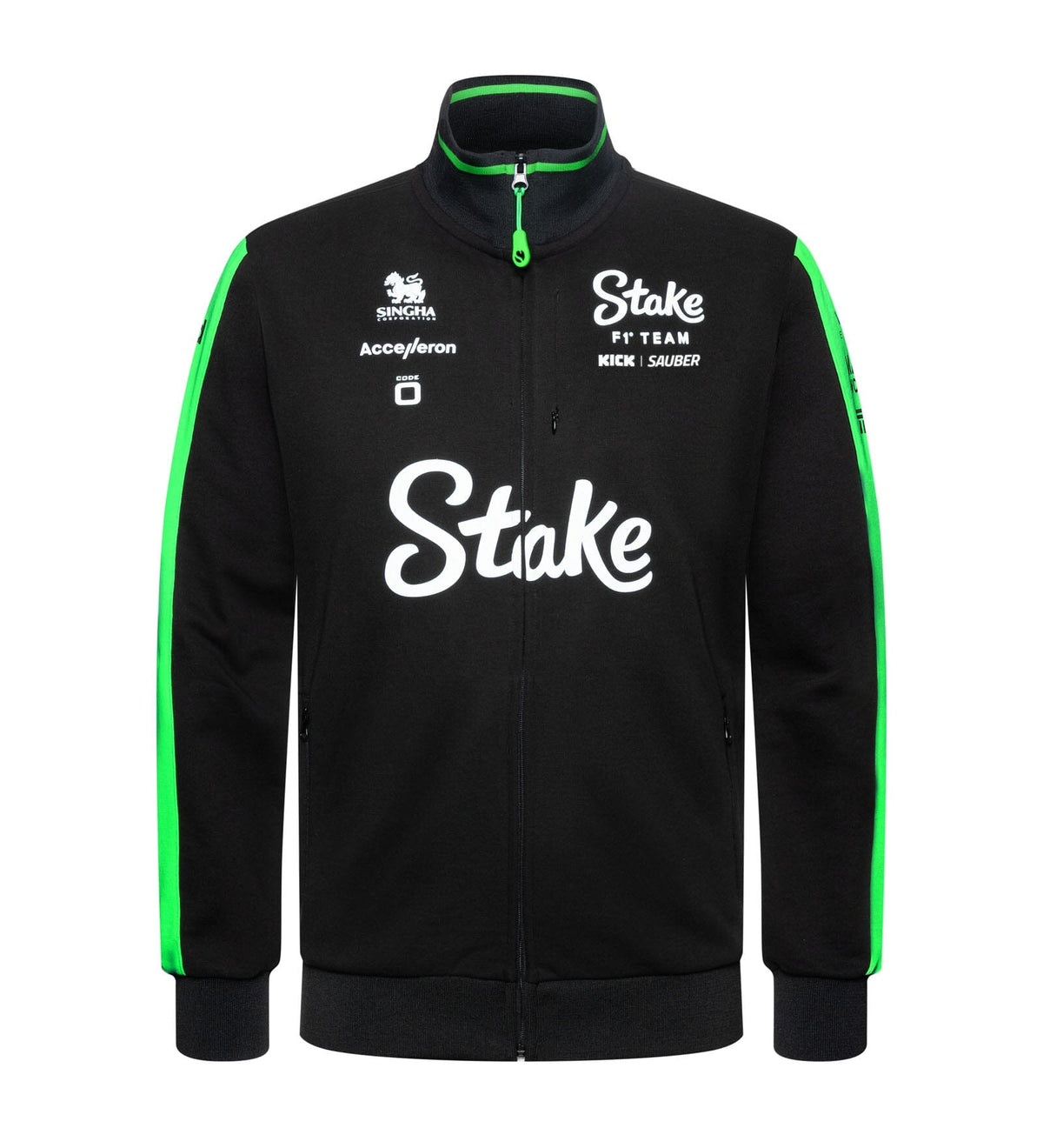 Stake F1 Kick Sauber 2024 Men's Team Full Zip Sweat Jacket - Black Jackets Stake F1 Kick Sauber 