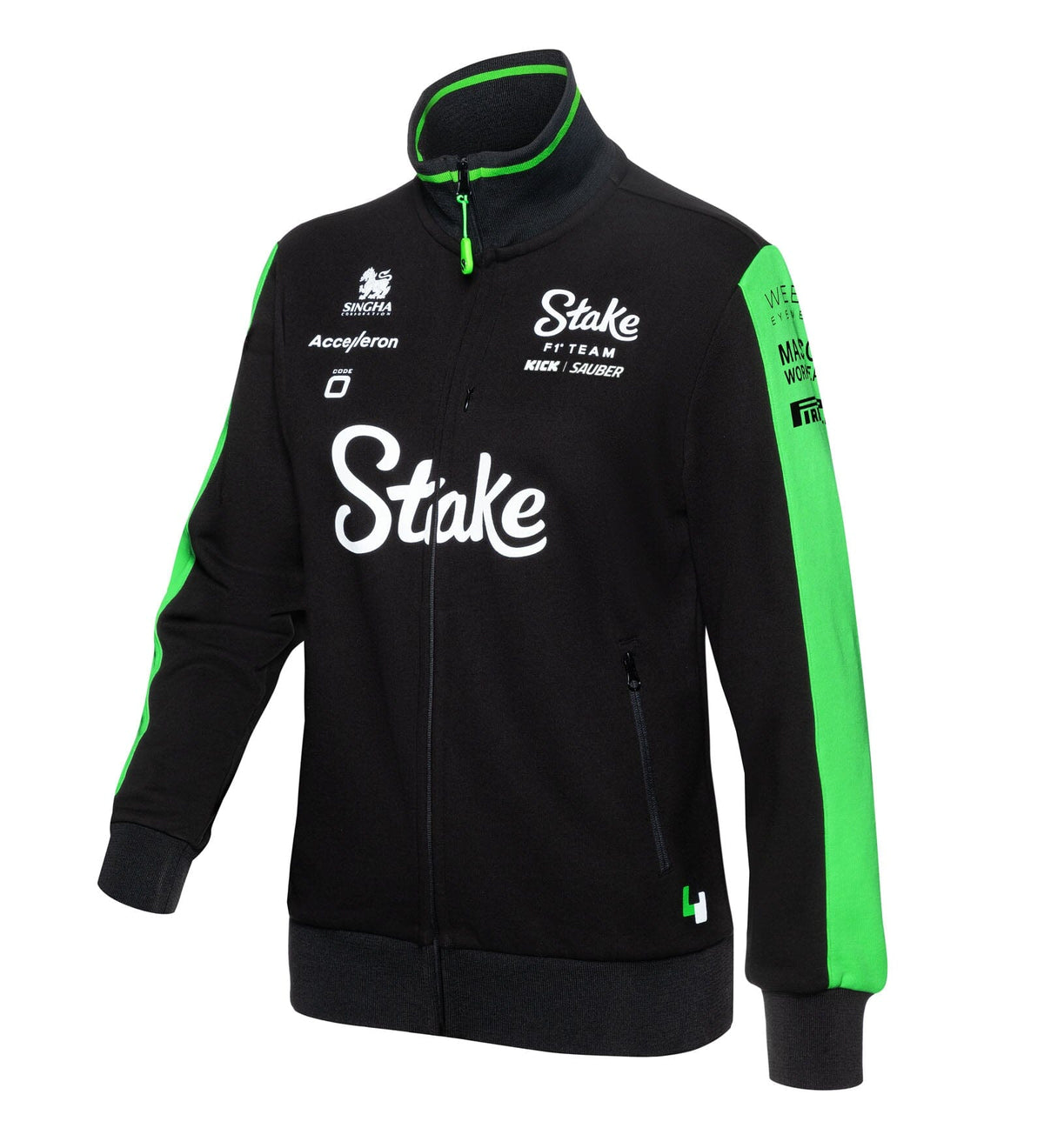 Stake F1 Kick Sauber 2024 Women's Team Full Zip Sweat Jacket - Black Jackets Stake F1 Kick Sauber 