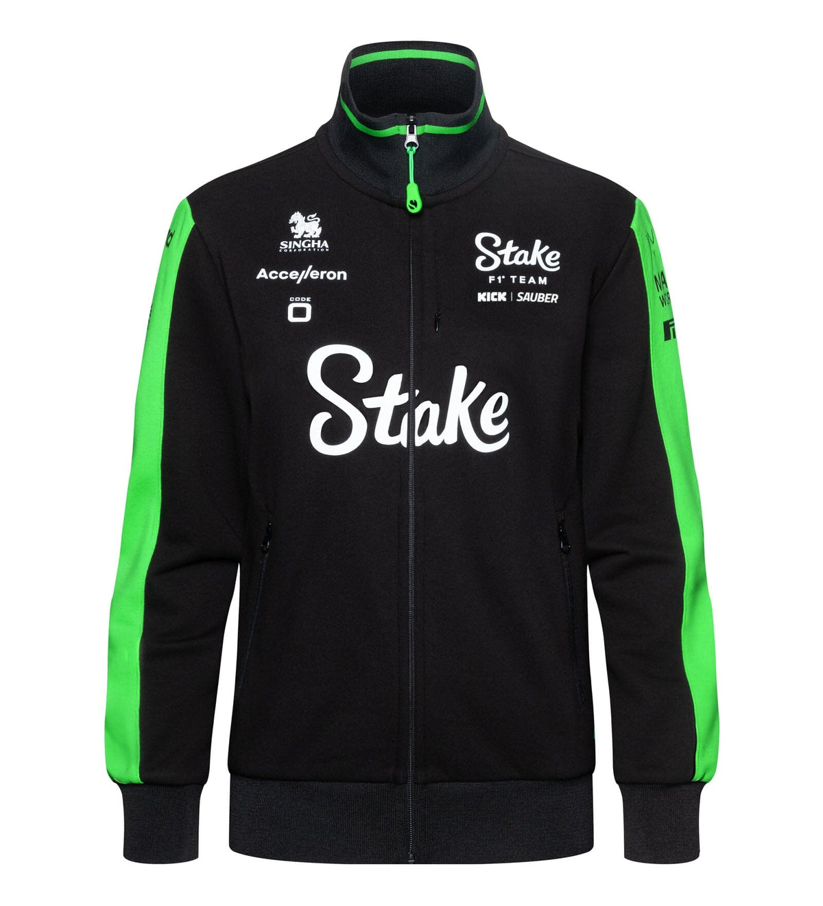 Stake F1 Kick Sauber 2024 Women's Team Full Zip Sweat Jacket - Black Jackets Stake F1 Kick Sauber 