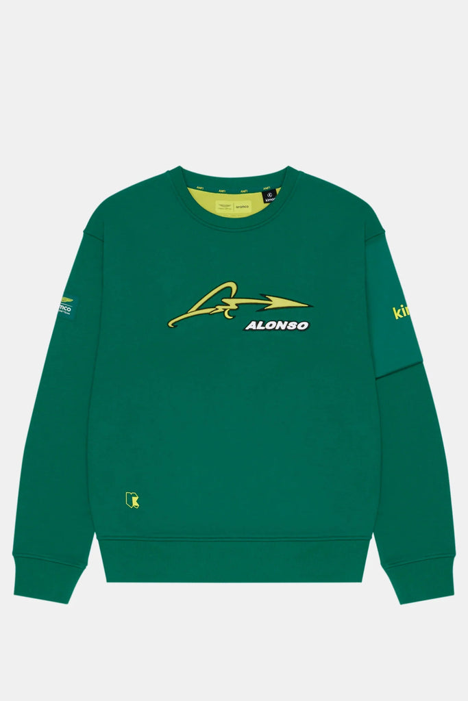 Aston Martin F1 Kimoa Fernando Alonso #14 Embroidery Sweatshirt - Green Sweatshirt Aston Martin F1 